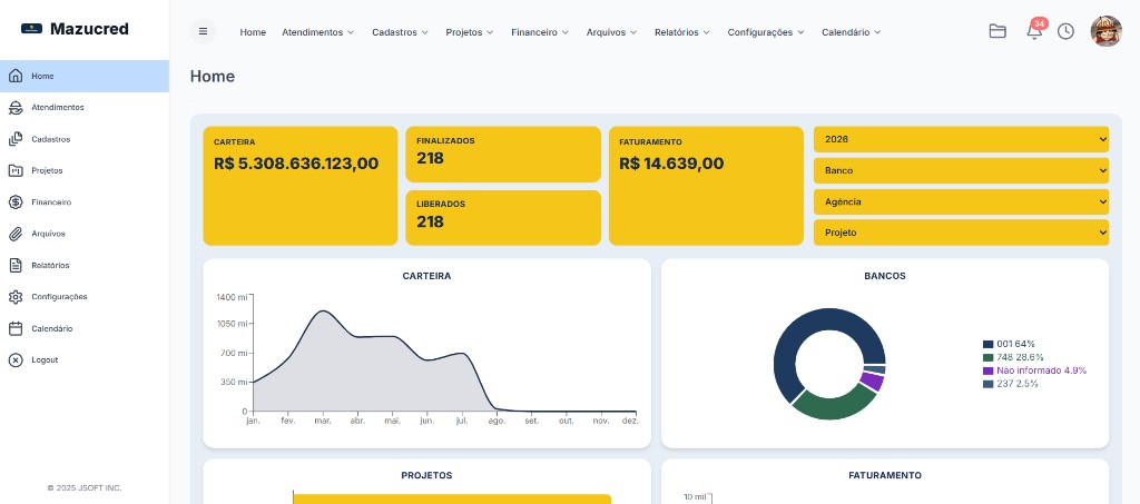 Agrobank: home com carteira, projetos e faturamento