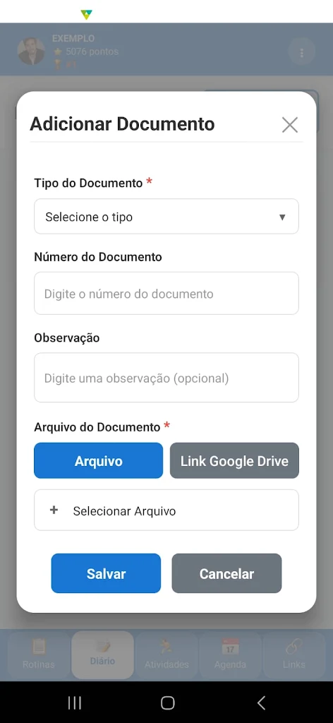App TEA: adicionar documentos e laudos